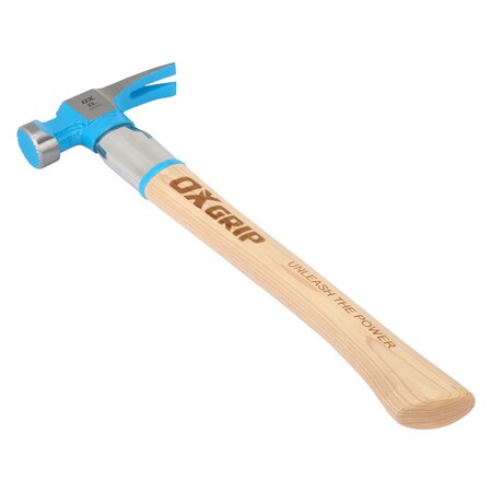 Ox Tools Pro 22-Ounce Milled Face Framing Hammer, Curved Hickory Handle w/ Steel Reinforcement OX-P083522